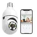 Light Bulb Security Cameras Wireless Indoor 355 Degree Pan/Tilt 3MP Camera Surveillance with Motion Detection Alarm Night Vision Two-Way-Talk Supported 2.4GHz WiFi (Not Compatible 5G WiFi)