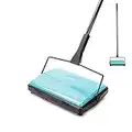 Yocada Carpet Sweeper Cleaner for Home Office Low Carpets Rugs Undercoat Carpets Pet Hair Dust Scraps Paper Small Rubbish Cleaning with a Brush Blue