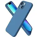 ORNARTO Compatible with iPhone 13 Mini Case, Slim Liquid Silicone 3 Layers Full Covered Soft Gel Rubber with Microfiber Case Cover 5.4 inch-Blue