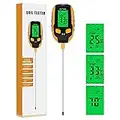 Eyglo 5-IN-1 Bodentester pH-Meter, Digitaler Pflanzen Thermometer-Tester mit Beleuchtungsstärke/Bodentemperatur/Feuchtigkeit/PH/Umgebungsfeuchtigkeit,für Topfpflanzen, Gärten, Rasen (Gelb A)