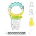 Vicloon Baby Food Feeder Set, Silicone Teething Pacifiers Fresh Fruit Feeder, Baby Food Feeder Fruit Feeder Set, Infant Teething Toys Teether for Baby, Pacifier Feeder Baby Supplies Toys (Green)