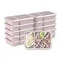 Bentgo Prep 2-Compartment Meal-Prep Containers with Custom-Fit Lids - Microwaveable, Durable, Reusable, BPA-Free, Freezer and Dishwasher Safe Food Storage Containers - 10 Trays & 10 Lids (Blush Pink)