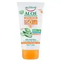 Equilibra Solari, Aloe Crema Solare Spf 50+ Travel Size, Crema con Aloe Vera, Olio di Carota e Vitamina E, per Pelli Delicate, Protegge da Eritemi e Photoaging, Water Resistant, 75 ml