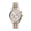 Michael Kors Orologio da donna Lexington, movimento cronografo al quarzo, cassa in acciaio inossidabile da 38 mm con bracciale in acciaio inossidabile, MK5735