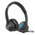 JLab Go Work Casque Bluetooth sans Fil avec Micro - +45h d'Autonomie, Casque Audio Bluetooth avec Connexion Multipoint pour PC, Ordinateurs, Portables - Casque PC avec ou sans Fil pour Télétravail