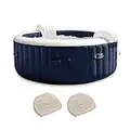 Intex 28431E PureSpa Plus 85in x 25in Outdoor Portable Inflatable 6 Person Round Hot Tub Spa with 170 Bubble Jets, Cover, Built in Heater Pump, and 2 Non-Slip Seats, Navy