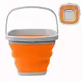 10L Collapsible Bucket ,Portable Folding Bucket with Handle ,Square Silicone Cleaning Bucket for Fishing, Camping, Laundry, Car Washing -Orange