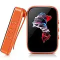 32GB Mp3 Player with Bluetooth Sports Clip-on Music Player for Running Walking Support Full-Touch Screen FM Radio Line-in Voice Record TF Card Up to 128GB(Orange)