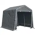 Outsunny 9.2' x 7.9' Garden Storage Tent, Heavy Duty Bike Shed, Patio Storage Shelter w/Metal Frame and Double Zipper Doors, Dark Grey