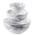 Yundu Ceramics Marble Large Mixing Bowl Sets for Kitchen, Nesting Bowls for Space Saving Storage, Serving Bowls, Set of 3 - 84/45/15 Ounces