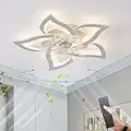 TXXCI Silent Ceiling Fan with Lighting, Modern LED Dimmable Ceiling Light with Fan, Ceiling Light with Remote Control Fan, Invisible 5 Light for Dining Room and Bedroom, White