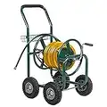 ETP Garden Hose Reel Cart with Wheels, Holds 300-Feet of 5/8-Inch Hose, Heavy Duty Yard Water Planting 4 Wheels Outdoor Garden Lawn Water Truck with Storage Basket for Outdoor Yard Lawn, Green