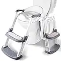 ABirdon Adaptador WC Niños con Escalera, Reductor WC Niños, Escalera Antideslizante Ajustable con Entrenador de Inodoro Portátil Acolchado Para Inodoros en Forma de V, U y O