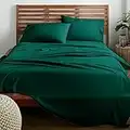 American Home Collection Deluxe 4 Piece Bed Sheets Set Deep Pocket Extra Soft Microfiber Wrinkle Free Sheets Easy Care (Queen, Forest Green)