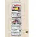 SimpleHouseware Over The Door Hanging Organizer Baby Nursery Storage, 5 Clear Window Pocket, Grey/White