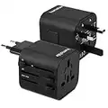 kwmobile Universal Reiseadapter für 150 Länder - Stromadapter Stecker für Europa UK Australien USA - Universeller Weltreise Reisestecker - Schwarz