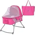 COSTWAY Babywiege Stubenwagen Reisebett Kinderbett klappbar Babybett Beistellbett Schaukelwiege mit Schaukelfunktion inkl. Moskitonetz, Matratze und Tasche (Rosa)