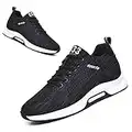 Men's Elevator Sneakers Invisible Height Lifting Shoes Increasing Elevator Shoes Hidden Heel Trainers Cloud Runners 2.4 Inches 6cm Taller Boost Lace-up Sports Shoes Black 44