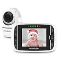 HelloBaby Baby Monitor, Video Baby Monitor with Camera Remote Pan-Tilt-Zoom, 3.2 inches Screen, Infrared Night Vision, Two Way Audio, Temperature Display, Smart VOX Mode