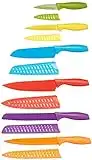 Amazon Basics - Set di coltelli colorati, 12 pezzi, Assortito