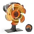 Vlocky Stove Fan 6 Blade Log Burner Fan, Heat Powered Woodburner Stove Fan with Thermometer for Log Burners/Fireplace/Stove Heaters(Not Suitable for Pellet STOVES)