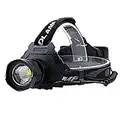 AMAKER LED Rechargeable Headlamp, 90000 Lumens Super Bright with 6 Modes & IPX7 Level Waterproof USB Rechargeable Zoom Headlamp, 90° Adjustable for Outdoor Camping, Running, Cycling,Climbing,Etc.