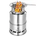 TOMSHOO Campingkocher Holzofen, Klein Holzvergaser aus Edelstahl, Kompakt und Faltbar Outdoor Hobo Kocher Wood Stove für Picknick, BBQ, Camping, Wandern, Reisen, usw