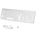 iClever GK08 Wireless Keyboard and Mouse - Rechargeable, Ergonomic, Quiet, Full Size Design with Number Pad, 2.4G Stable Connection Slim Mac Keyboard and Mouse for Windows Mac OS Computer