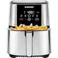 Chefman TurboFry Touch Air Fryer, Large 5-Quart Family Size, One Touch Digital Control Presets, French Fries, Chicken, Meat, Fish, Nonstick Dishwasher-Safe Parts, Automatic Shutoff, Stainless Steel
