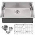 Hykolity 30-inch Undermount Kitchen Sink, 16 Gauge Single Bowl Stainless Steel Kitchen Sink with Strainer & Bottom Grid, 30" x 18" x 9"