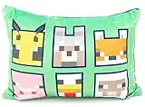 Jay Franco Minecraft Friendly Patchwork Decorative Pillow - Super Soft Throw Plush Pillow - Measures 12 x 8 Inches (Official Minecraft Product)