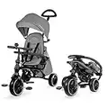 Kinderkraft Triciclo 4 in 1 JAZZ, Compatto, Pieghevole, Ampia Cappottina, Accessori, per Bambini da 9 Mesi fino a 3 Anni, Grigio