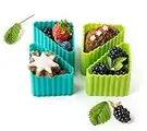 Lekkabox Cups, Dreieck 4er Set (Petrol/Apfel) - Silikon Förmchen für saubere Trennung in der Brotdose | Bento Box Lunchbox Zubehör