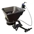 Field Tuff 12V 80 Pound Capacity Grass Seed Fertilizer Spreader with Hitch Mount Receiver and Rain Protector for ATV, UTV, or Utility Tractor