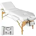 TecTake 800981 Camilla para masajes con Acolchado de 7,5 cm, Mesa para Tatuajes, Cama Plegable con Accesorios, Colchoneta portátil con Bolsa de Transporte para quiromasaje (Blanco)