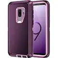 Mieziba for Galaxy S9 Case, Heavy Duty Shockproof Dust/Drop Proof 3 Layer Full Body Protection Rugged Durable Cover Case for Galaxy S9, Purple/Pink