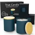True Candle - 6-Pack 14oz Midnight Blue Candle Jars with Lids - 6 Unique Boxes - Glass Jars with Airtight Lid for Making Candles Bulk Empty Candle Jars