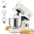 Stand Mixer, Hauswirt LCD Food Mixers for Baking, 8+P Speeds Electric Kitchen Cake Mixer with 5L Bowl, Dough Hook, Beater & Whisk, Optional Accessories for Grinder | Pasta Maker-1000W, White