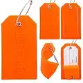 BlueCosto 5X Orange Big Luggage Tags for Suitcases Flexible PVC w/Privacy Cover