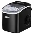 Zlinke Portable ice maker countertop with handle,9 Cubes Ready in 6 Mins,28lbs/24Hrs,2 Sizes of Bullet Ice.Self-Cleaning Ice Machine with Ice Scoop and Basket,For Home Kitchen,Office,Bar & Party(Black)