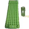 ElloGear Colchoneta autoinflable para acampar, bomba de pie con almohada, gran almohadilla de aire compacta para dormir, viajes, mochilero, senderismo, dormir (verde)