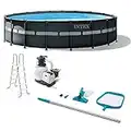 Intex Ultra XTR Frame 18' x 52" Above Ground Swimming Pool with Sand Filter Pump, Ladder, Cover, & Maintenance Accessory Kit with Vacuum and Skimmer
