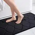 Colorxy Memory Foam Bathroom Rugs, Ultra Soft & Non-Slip Bath Mat, Water Absorbent and Machine Washable Bath Carpet Rug for Shower Bathroom Floor Rugs, 24''x16'', Black