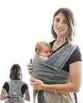 Fascia Porta Bebè Elastica Per Neonati con Supporto Schiena Ergonomica TODOGI® - Fascia Neonato Elastica in cotone 40 settimane con Anelli Facile da Indossare - Baby Wrap Unisex Grigio