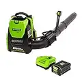 Greenworks 80V (180 MPH / 610 CFM / 75+ Compatible Tools) Cordless Brushless Backpack Leaf Blower, 2.5Ah Battery and Rapid Charger Included