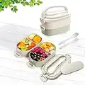 Lunch Box, Bento Box 2-Layer 3 Compartment Sealed Meal Prep Containers and Cutlery Set Lunch Boxes Food Container for Kid Adult Work School, Suitable for Microwave and Dishwasher, Food Storage. 