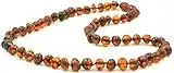 AmberJewelry Baltic Amber Beads Necklaces for Adults - 21.6 inches(55cm) - Dark Cognac Color Amber Necklace - Authentic/Polished Baltic Amber Beads Necklace