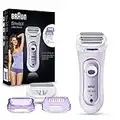 Braun Silk-épil 5 Lady Shaver, 3-in-1 Electric Shaver, Trimmer and Exfoliation System with Trimmer Cap, Wet & Dry , UK 2 Pin Plug, 5-560, Violet