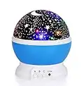 Luckkid Baby Night Light Moon Star Projector 360 Degree Rotation - 4 LED Bulbs 9 Light Color Changing with USB Cable, Unique Gifts for Men Women Kids Best Baby Gifts