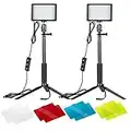 Neewer Básico 2 Pack Temperatura de Color 5500K Kit de Iluminación LED de Estudio de Fotografía con Base de Trípode, Filtros de Gel de Color Naranja, Azul y Transparente para Estudio Fotográfico